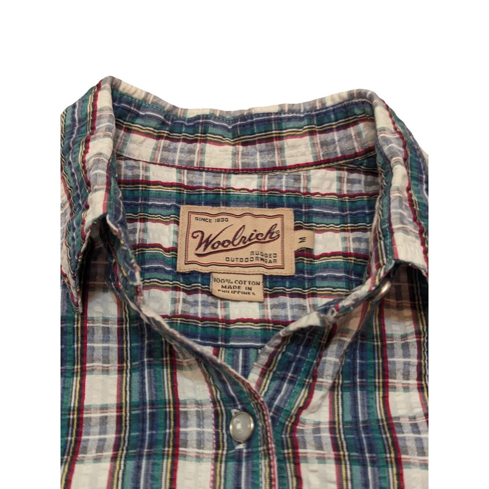 Woolrich Rugged Outdoorwear Plaid‎ 100% Cotton Button Down Shirt Medium